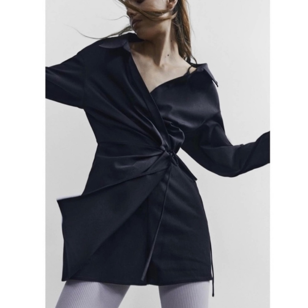 Zara wrap romper dress black XS